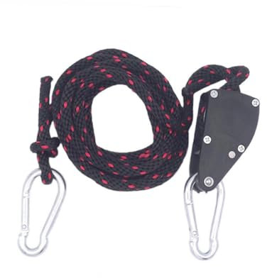 Happyyami 2 Pièces lève-Feux à cliquet Petite poulie vanne à vis de Piscine Corde à Linge Murale -câbles Usine Plant Lamp Lenoir Crochet de Corde de Levage Grandir lumière Cintre Black