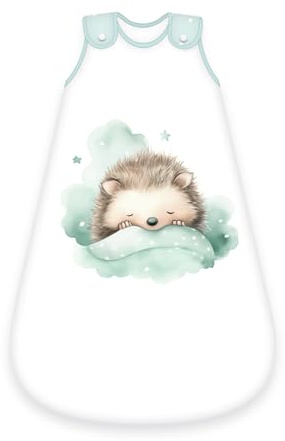 Herding babybest Baby-Schlafsack, Kleiner Igel, 70 cm, Seitlich umlaufender Reißverschluss und Druckknöpfe, Obermaterial 100% Baumwolle, Füllung: 100% Polyester, Weiß, Grün