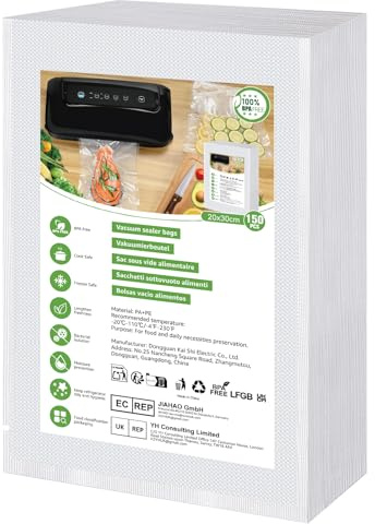 BoxLegend Sacs Sous Vide Alimentaire 150 Sacs 20x30cm Sachet Sous Vide Alimentaire, Convient à Toutes les Machines D'étanchéité Sous Vide, pour la Conservation des Aliments et la Cuisson, sans BPA