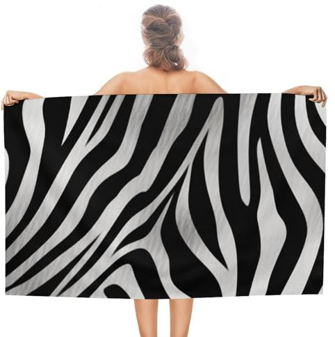 Reisetuch Zebra-Druck Strandlaken Mikrofaser Saunahandtuch Tragbares Duschtücher Für Wandern Pool 80X130Cm
