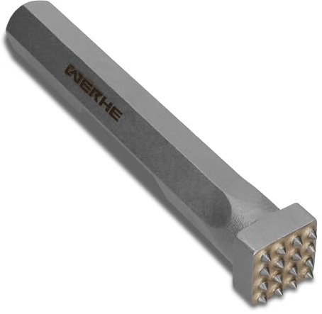 WERHE Boucharde HEX28, 16 Dents Carbure, 220 mm, Burin pour Béton et Pierre | tête carrée env. 36 mm, emmanchement hexagonal, dents carbure pour granit et chape, env. 1,2 kg, faibles vibrations