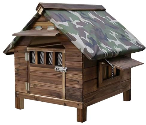 PEBFHSQW Hundehütte Aus Holz Für Draußen Haustierhütte Katzenhütte Mit Tür Und Doppelfenster Geeignet Für Kleine Und Mittelgroße Haustiernester Haustierbedarf(S)