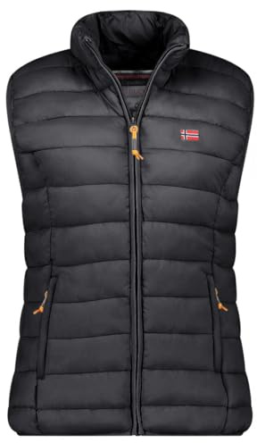 Geographical Norway Vatikolorama Lady Basic - Gilet Femme Chaude Matelassee Sans Manche-Automne Hiver Printemps Ete - Veste Manteau Chaud - Doudoune Manches Courtes Blouson (Noir S)