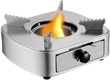 Mini Alcohol Stove Burner Stainless Steel Adjustable Firepower Windproof Drawer Style Burner for Barbecue Hotpot Outdoors Cooking