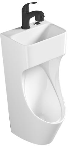 Orinatoio in ceramica da esterno con lavabo e rubinetto retrattile, anti-odore, per garage, karaoke, prigione, bar, hotel, negozio