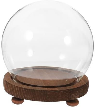 JECOMPRIS Dôme en Verre Transparent avec Socle Vintage 15 Cm pour Terrarium et Décoration de Micro-Paysage Intérieur, Couvercle Anti-poussière Jardin et Présent Créatif