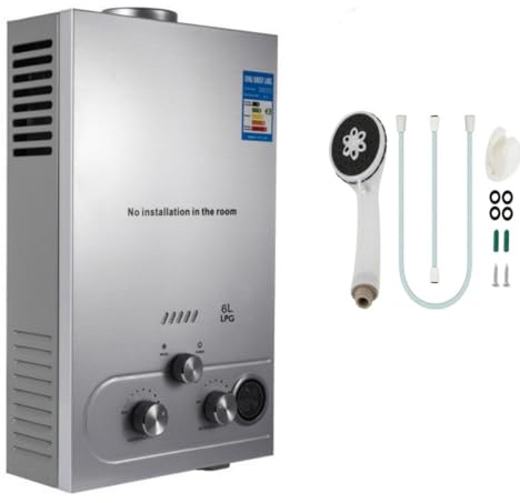 Chauffe-eau à Gaz Instantané 6L LPG Butane Propane Chauffe-eau à Gaz Instantané Maison Camping Car 12KW 6 L/min Avec Mode Hiver et Mode été
