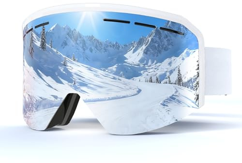 JQF Gear Skibrille YH359 Snowboard Brille OTG für Unisex | Snowboardbrille mit Anti-Rutsch Kopfband Anti-Nebel UV Ski Goggles Vollständig Plattiertes REVO Einstellbare Skibrillen