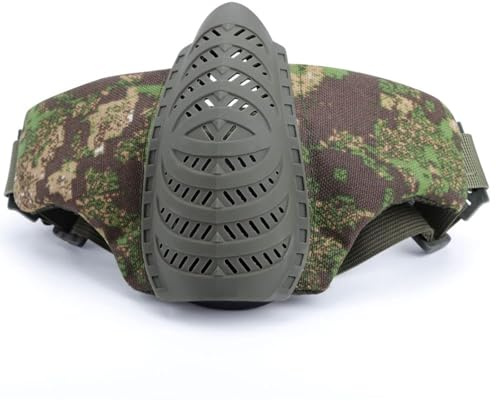 Demi-Masque Tactique, pour Airsoft Jeux Tactiques Jeux CS et Cosplay d'halloween(Green Emerald Flower)