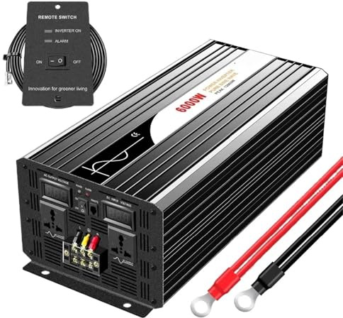 Transformateur Onduleur Sinusoïdal Pur 6000 W 12 V 110 V avec Télécommande Convertisseur De Puissance Solaire DC 24V 48V vers AC 220V Affichage Numérique(12V,220-230v)