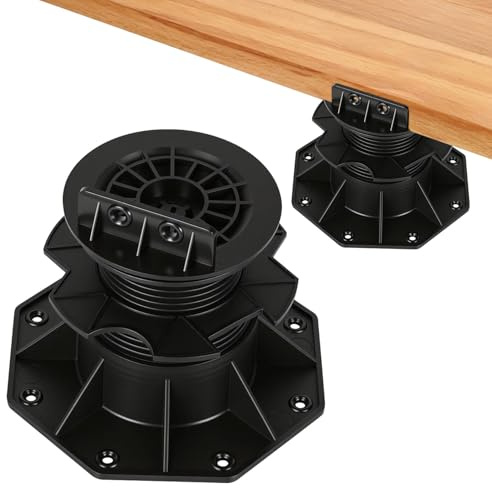 Eikuavons 60 Stück Justierbarer Plattenlager mit Gefälleausgleich bis zu 5% Stelzlager höhenverstellbar Plattenlager Terrassenplatten für Terrassendielen Unterkonstruktion, WPC 70-145mm