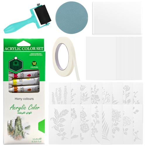 Piastra per stampa in gel, piastre in gel complete per stampa, kit per stampa in gel con piastra in gel A5, pigmenti a 12 colori, carta da stampa A5 e strumenti essenziali per la creazione di
