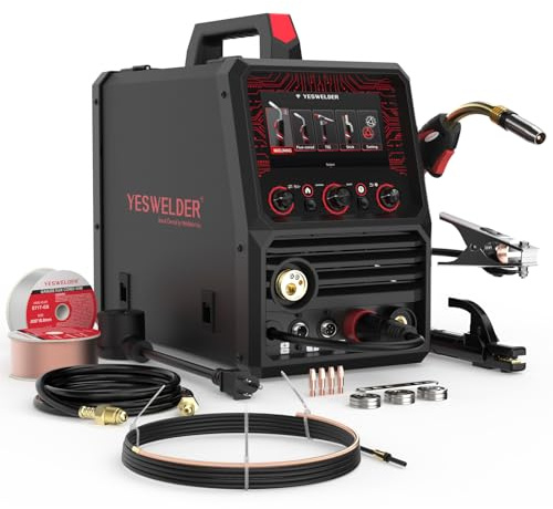 YESWELDER Firstess DP200 Multiprocess MIG Welder, Dual Pulse 7-Inch LCD Screen 120V/240V, 6-In-1 MIG/Pulsed MIG/Flux Core/Spool Gun MIG/Lift TIG/Stick Welding Machine