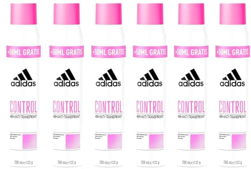 6x adidas Women CONTROL 48H Anti-Transpirant Deo Spray 0% Alkohol,dauerhafter Schutz vor Gerüchen und Schweiß mit 48 Stunden Schutz gegen starkes Schwitzen und Körpergeruch, 200ml (6er Pack)