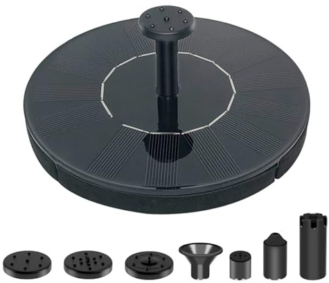 SuperAuriga Solar Fountain Pump with 8 Accessories, Floating Solar Fountain for Garden, Pond, Patio & Pool (7, Diameter 160mm)