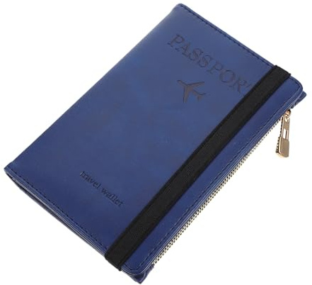 Baluue Travel Passport Protector Rfid Blocking Pu Cardholder Wallet Business Card Holder Gate Pass Storage Holder Short Size Blue