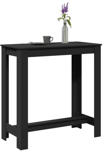 Traylux Mesa de bar de madera negra 102 x 50 x 103,5 cm, moderna mesa de comedor para cocina, comedor, salón, ahorro de espacio, robusta, versátil para gastronomía y familia