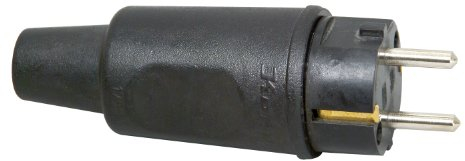 Kopp Schutzkontakt-Vollgummistecker in schwarz - Bruchfester IP44-Stecker aus Vollgummi mit Knickschutz - VDE-geprüft - Schutzkontakt 16A / 250V~ - Für Profi- & Heim-Einsatz