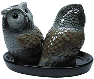 Salieres et Poivrieres ceramiques - Hibou grise- 13cm