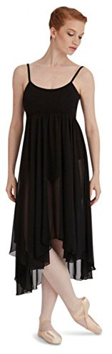 Capezio Costume da danza impero, elegante costume da ballo con body e gonna fluente in georgette, abito senza maniche da donna, ideale per danza lirica e balletto