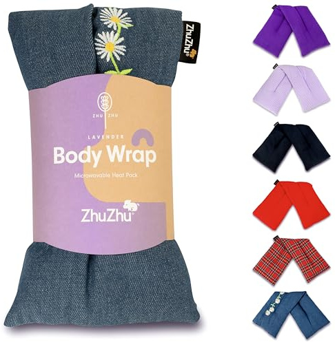 Zhu-Zhu Lavender Body Wrap - Microwavable Wheat Bag - Denim Daisy Chain - Microwave Heat Pack - Natural Pain Relief Heat Therapy Pad
