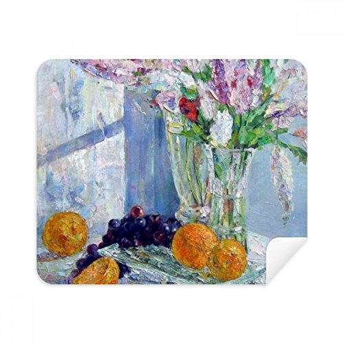 DIYthinker Stillleben-Malerei Vase Blumen Traube Telefon Bildschirmreiniger Gläser Reinigungstuch 2Pcs Suede Fabric