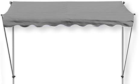 GRASEKAMP Qualität seit 1972 Klemmmarkise Ontario 255x130cm Grau Balkonmarkise höhenverstellbar von 200 cm – 320 cm, 78086