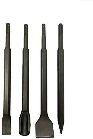 SDS-PLUS 4-teiliges Meißelset bestehend aus Spitzmeißel Flachmeißel Fliesenmeißel und Kanalmeißel, jjw-germany 4250980607270