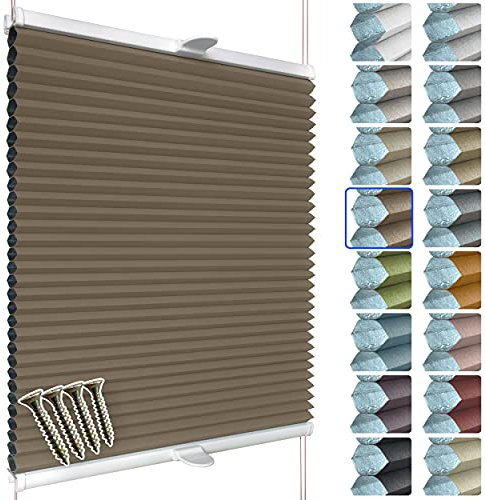 SchattenFreude Waben-Plissee nach Maß für Fenster & Tür | 100% verdunkelnd/Blackout | Zum Anschrauben in der Glasleiste | Braun (Weiße Rückseite), Breite: 90-110cm x Höhe: 30-100cm