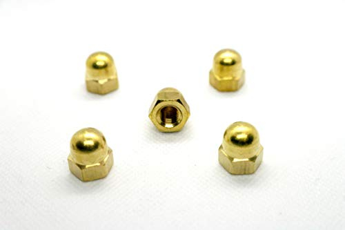 Tuercas de cúpula de latón, también conocidas como tuerca de bellota, tuerca hexagonal de corona, tuerca ciega, tuerca ciega, tuerca de tapa, paquete de 5 (M4, diámetro interior de 4 mm)