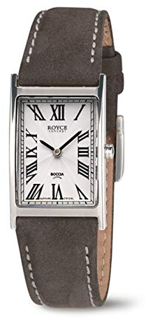 Boccia Damen Analog Quarz Uhr mit Leder Armband 3285-08 Silber