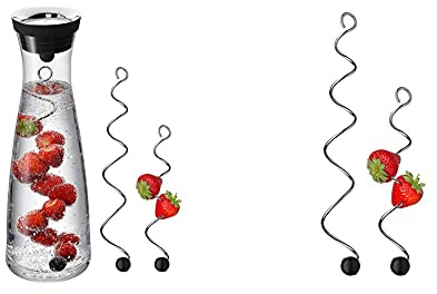WMF Basic Wasserkaraffe Set 3-teilig, Karaffe 1l mit 2 Fruchtspieße verschiedene Größen, Glaskaraffe mit Deckel & Basic Fruchtspieße 2-teilig, Spieße in 2 verschiedene Größen