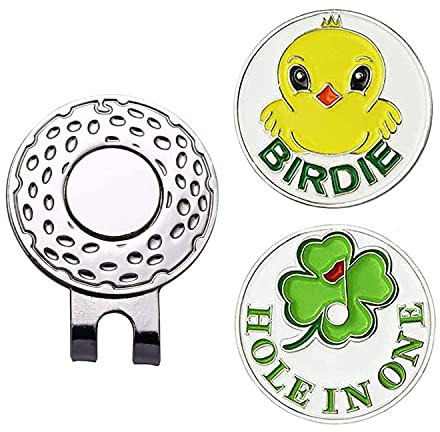 Golf Ballmarker Magnetisch Hut Clip Set, Geschenk Mütze Clips Geschenke für Herren Damen Kinder Golfer Zubehör für Golfhandschuhe Hüte Taschen Kappen (1 Stück Hut Clip +2 Stück Magnetisch Ballmarker)