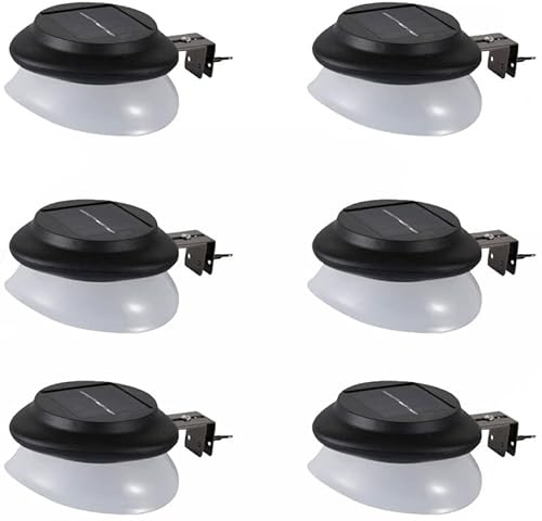 AVEKI Solar Fence Gutter Lights, 9 LED Solar Powered Garden Outdoor Lights Waterproof Security Lamp for Outdoor Garden Fence Wall Lobby Pathway (Black 6p)