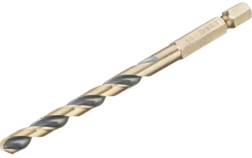 DeWalt Black and Gold Hex Impact HSS Drill Bit 6mm Pack of 1