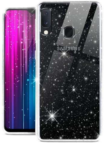 moex Sparky Case für Samsung Galaxy A20e Hülle mit Glitzer Effekt aus Silikon, durchsichtige Handyhülle dünn und weich, Schutzhülle transparent glitzernd Design Cover, Klar