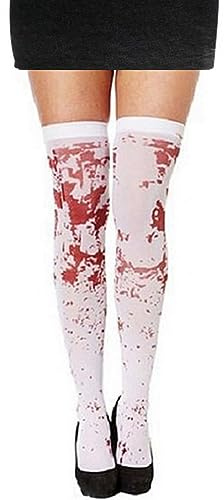 XNHIU Halloween Blodfärgade strumpor Blodfläckade tights klä upp accessoarer halloween kostymer sjuksköterska blodiga strumpor för halloween maskerad cosplay