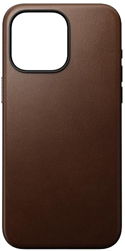 NOMAD Modern Leather Case | für iPhone 15 Pro Max | Schutzhülle aus Polycarbonat und hochwertigem Echtleder | MagSafe-kompatibel | Brown