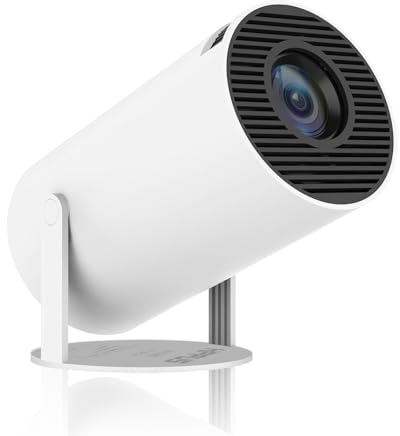 HIPPUS Mini Beamer 1080P Full HD, 180° Dreh Portable Projector Klein, Videoprojektor Handy mit WiFi 6 BT 5.2, Weiß Kein Android