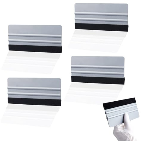 4 Stück Folienrakel Mit Filzkante Auto Folienrakel Set Große Größe, Hohe Zähigkeit Verwendet Für Aufkleber, Autofolien, Fensterfolien, Etiketten, Möbelfolien, Handyfolien