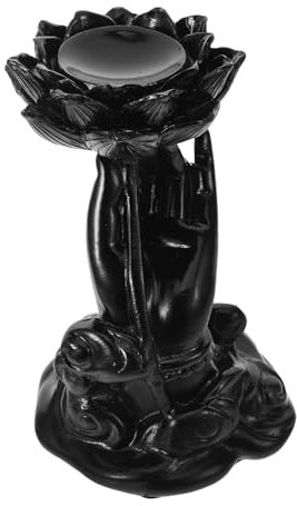 Amosfun Chinese Garden Ornaments Resin Crystal Ball Holder Buddha Hand Shaped Stand Table Centerpiece
