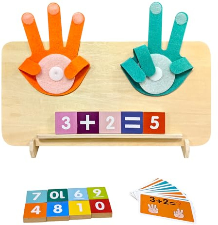 YATOSEEN Jouet mathématique Montessori pour Enfants, Jouet Éducatif D'apprentissage des Nombres en Bois, Jouets de Comptage des Doigts pour Garçons et Filles, Cadeau à Partir de 3 Ans