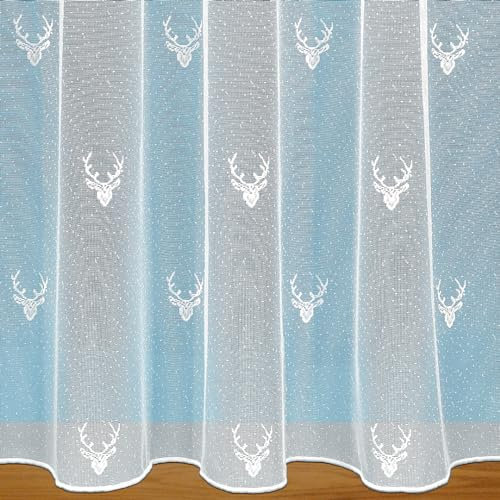 John Aird - Balmoral Stag Design Lead Weighted Net Curtain - Sold In Set Sizes (1.5 Metres Width, Drop: 40 (102cm))