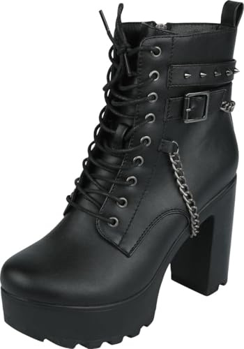 Rock Rebel by EMP Damen schwarze Stiefeletten mit Absatz und Plateau
