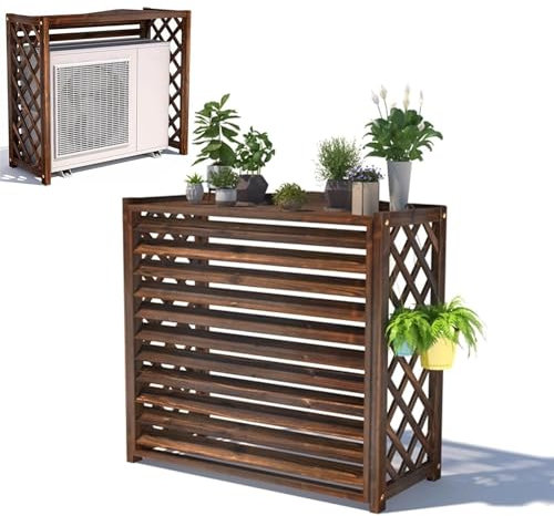 Clôture en bois pour climatiseur - Panneaux brise-vue pour plantes d'extérieur - Marron (81 x 30 x 72 cm)