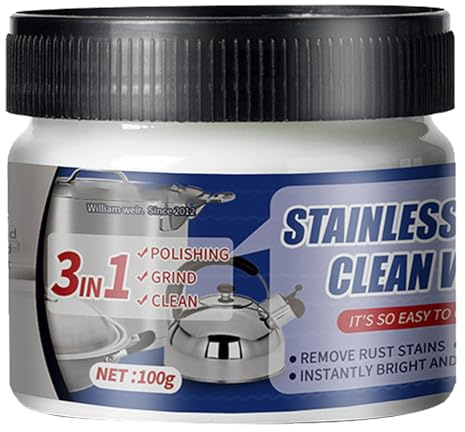 Stainless Steel Stain Cleaning Wax,Stainless Steel Cleaning Wax,Stainless Steel Cleaning Paste,Magic Stainless Steel Cleaner,Powerful Cookware Derusting Cleaning Paste,Multi-Purpose Cleaners Polishes