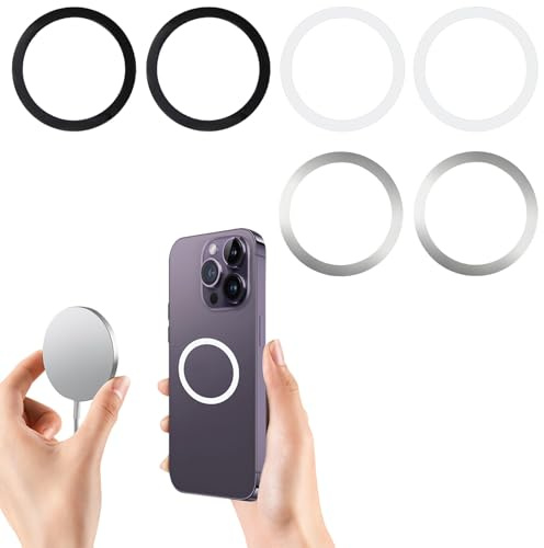 6 Pack Mag Safe Metal Ring Magnetic Compatible with Mag Safe Sticker | Universal Magnetic Conversion Kit Compatibility with Mag Safe Accessories - for iPhone 15 and All Phones