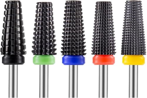 Bestgle Set di 5 punte per unghie in ceramica, 3/32 pollici, punte professionali per unghie, fresa per manicure elettrica, pedicure per unghie F M C XF XC ghiaia