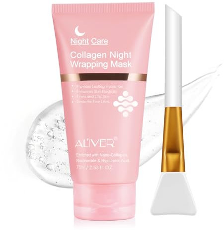 Maschera Collagene Viso, Collagen Night Wrapping Mask, Deep Hydration Care - Maschera Viso Peel-off per una Pelle Luminosa