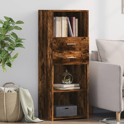 THOYTOUI Highboard, Apothekerschrank Küchenbuffet TV-Schrank Anrichte Geeignet für Cucina Ufficio Corridoio Soggiorno Räuchereiche 45x42,5x124 cm Holzwerkstoff